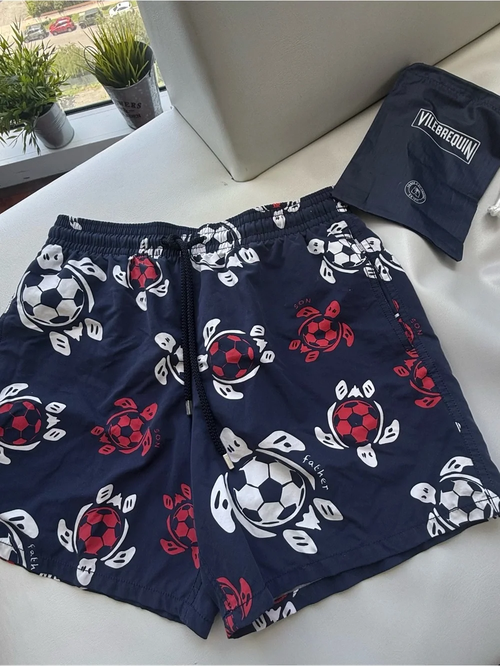 Swimwear Trunks Vilebrequin L blue Turtle soccer with wet bag ⚽️
